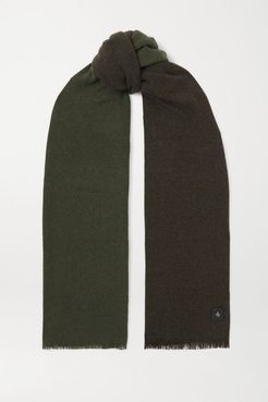 Riley Fringed Two-tone Cashmere And Wool-blend Scarf - Dark green