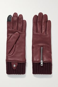 Alpaca-lined Leather Gloves - Burgundy