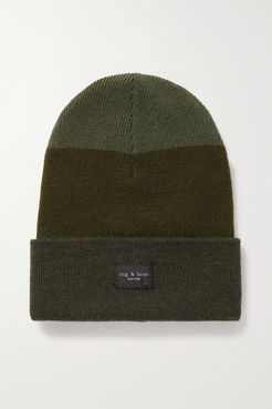 Addison Striped Wool-blend Beanie - Army green