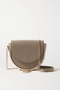 Mara Embellished Textured-leather Shoulder Bag - Taupe