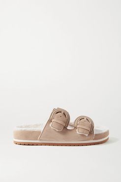 Glyn Shearling-lined Suede Slides - Beige