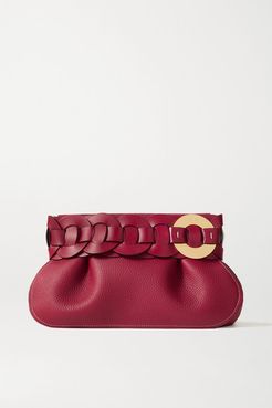 Darryl Braided Textured-leather Clutch - Claret