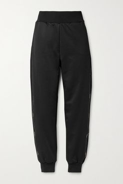 Jacquard-trimmed Satin-jersey Track Pants - Black