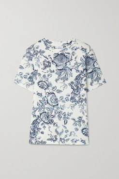 Hettie Floral-print Cotton-jersey T-shirt - Cream