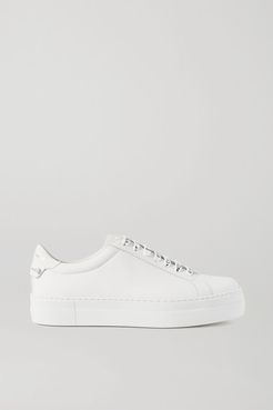 Urban Street Leather Platform Sneakers - White