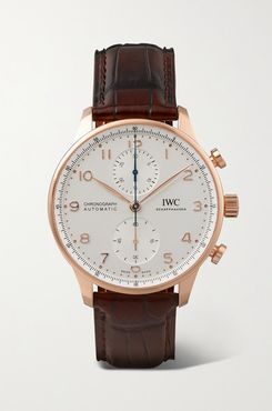 Portugieser Automatic Chronograph 41mm 18-karat Red Gold And Alligator Watch - Rose gold