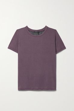 Esra Mesh-trimmed Modal-blend Jersey T-shirt - Purple
