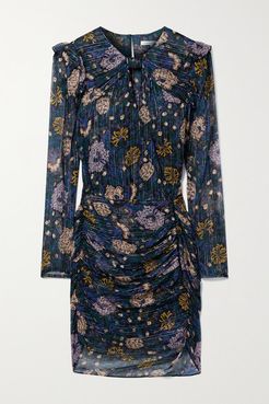 Peppa Floral-print Fil Coupé Silk-blend Chiffon Mini Dress - Black