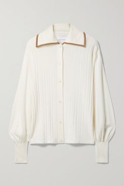 Cable-knit Merino Wool Shirt - Cream