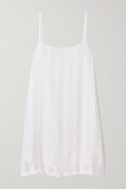 Striped Cotton And Silk-blend Mini Dress - White