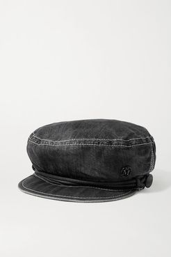 New Abby Embellished Denim Cap - Black