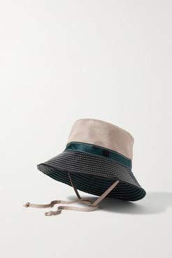 Angele Paneled Leather, Shell And Twill Bucket Hat - Cream