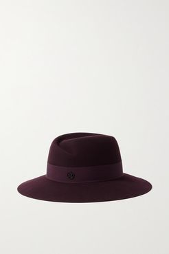 Virginie Grosgrain-trimmed Wool-felt Fedora - Burgundy