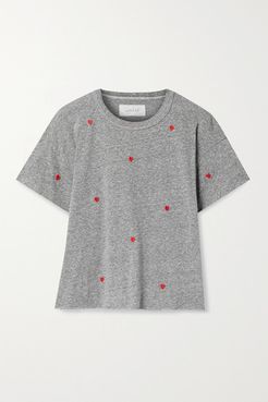 The Crop Embroidered Jersey T-shirt - Gray