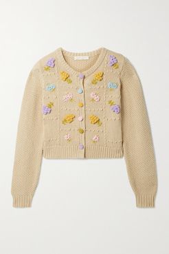 Briallon Embroidered Knitted Cardigan - Beige