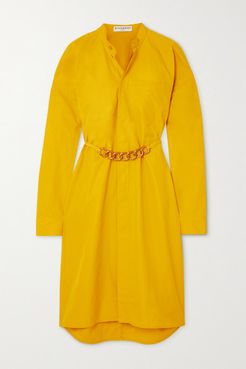 Chain-embellished Cotton-poplin Shirt Dress - Yellow