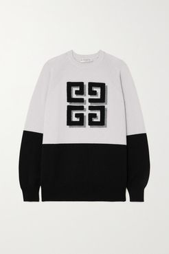 Intarsia Cashmere Sweater - Gray