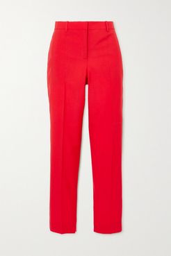 Wool Slim-leg Pants - Red