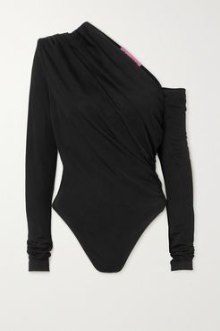 Sandovo One-shoulder Draped Jersey Bodysuit - Black