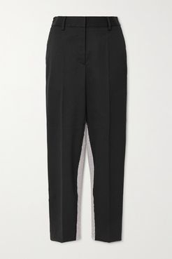 Twill And Cotton-blend Jersey Tapered Pants - Black