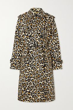 The Trench Belted Double-breasted Leopard-print Denim Coat - Leopard print