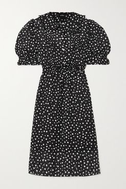 The Kat Crystal-embellished Polka-dot Fil Coupé Chiffon Dress - Black