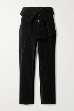 Margot Cropped Cotton-velvet Tapered Pants - Black