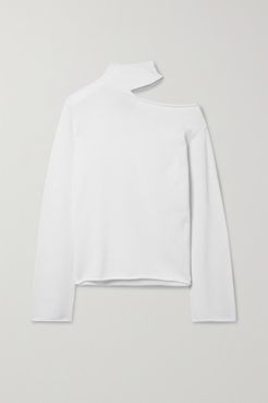 Langley Cutout Cotton Turtleneck Sweater - White