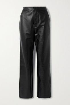 Manon Leather Wide-leg Pants - Black