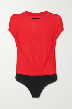 Halle Cupro-blend And Stretch-jersey Bodysuit - Red