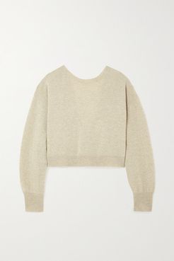 Valcyrie Cropped Open-back Merino Wool Sweater - Light green