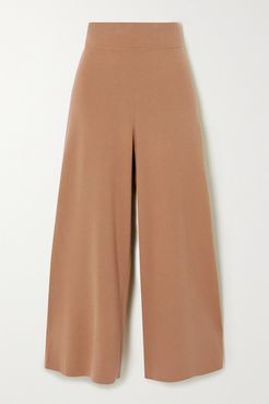 Mateo Cropped Knitted Wide-leg Pants - Camel