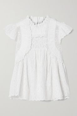 Ingrid Ruffled Crochet-trimmed Broderie Anglaise Cotton Blouse - White