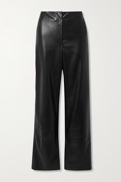 Rhyan Vegan Leather Straight-leg Pants - Black