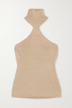 Net Sustain Margo Ribbed Mélange Wool-blend Halterneck Top - Beige