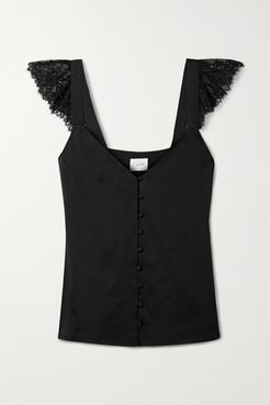 Victoria Lace-trimmed Silk-charmeuse Camisole - Black