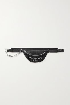 Attica Ruched Printed Nylon Belt Bag - Black
