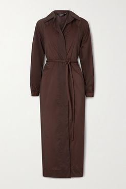 Belted Shell Trench Coat - Burgundy