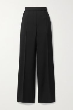 Wool And Mohair-blend Straight-leg Pants - Black