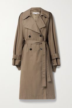 net Sustain Belted Double-breasted Organic Cotton-blend Gabardine Trench Coat - Light brown