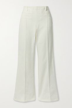 Cotton-canvas Bootcut Pants - Ivory