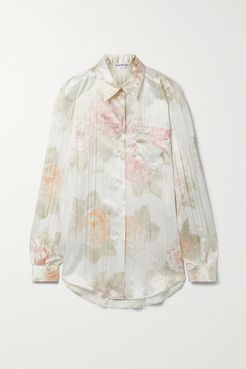 Floral-print Satin Shirt - Ivory