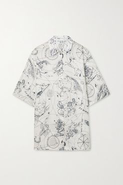 Printed Linen Shirt - Ivory