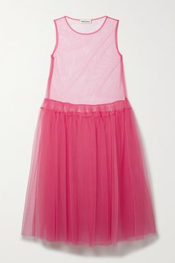 Ally Tiered Tulle Midi Dress - Pink