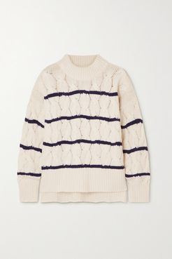 La Vid Striped Cable-knit Cashmere Sweater - Cream