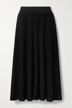 Net Sustain Berta Ribbed Mulberry Silk Midi Skirt - Black