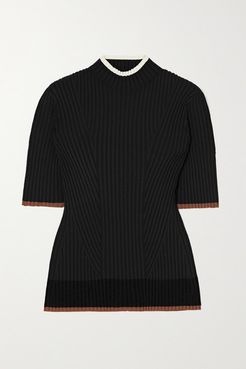 Ribbed-knit Turtleneck Sweater - Black