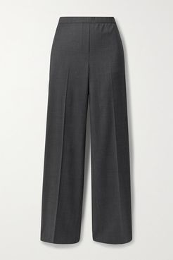 Wool Wide-leg Pants - Dark gray