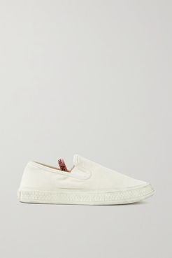 Distressed Canvas Slip-on Sneakers - Off-white