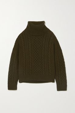 &Daughter - Net Sustain Alva Cable-knit Wool Turtleneck Sweater - Army green